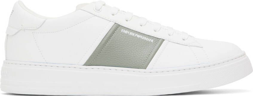 Emporio Armani White  Gray Logo Sneakers
