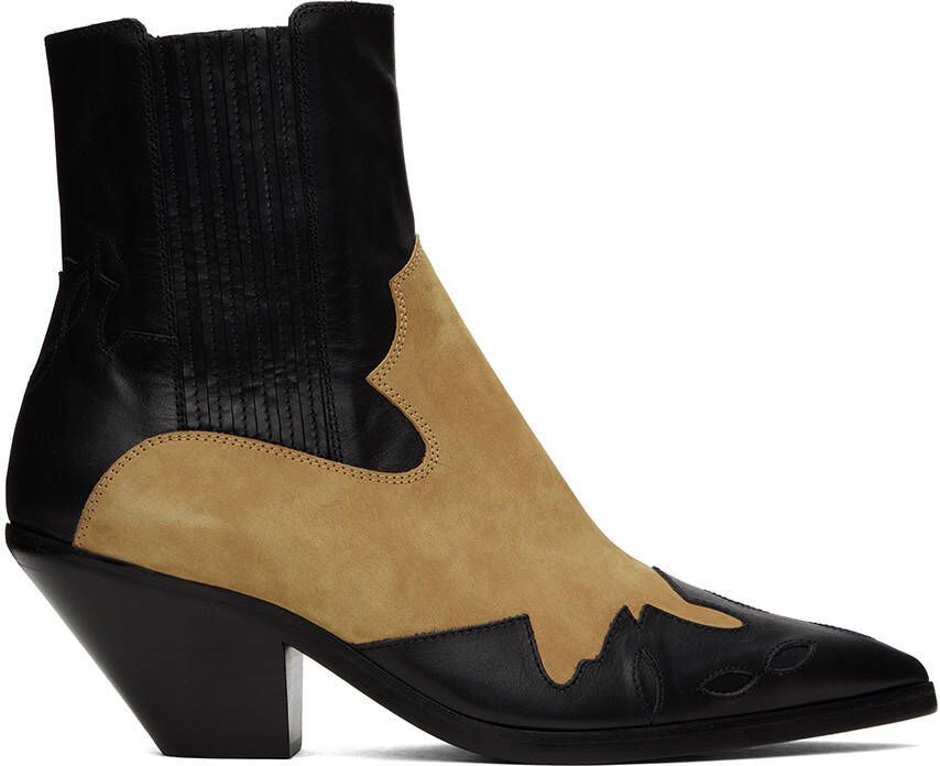 Enfants Riches Déprimés Black  Tan Midnight Cowboy Boots - Picture 5