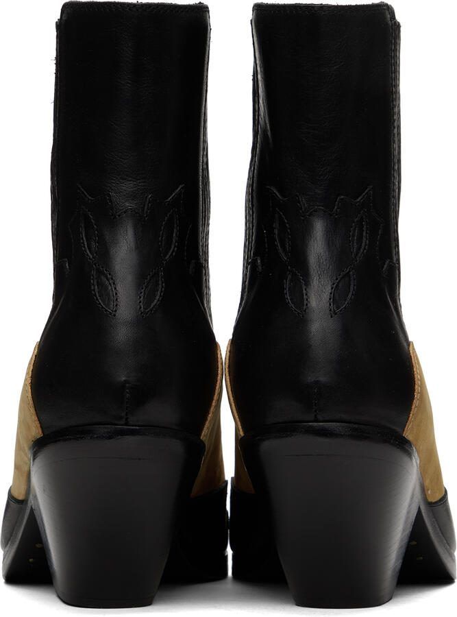 Enfants Riches Déprimés Black  Tan Midnight Cowboy Boots - Picture 2