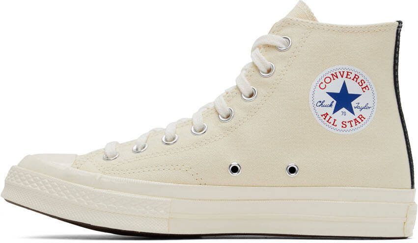 Comme des Garçons Play Beige Converse Edition Half Heart Chuck 70 High Sneakers