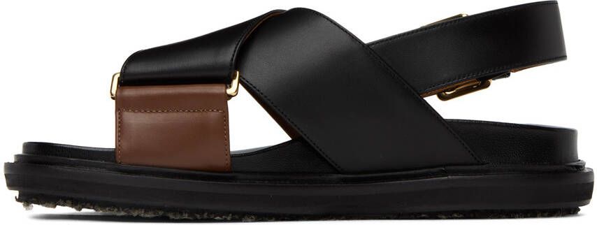 Marni Black  Brown Fussbett Sandals