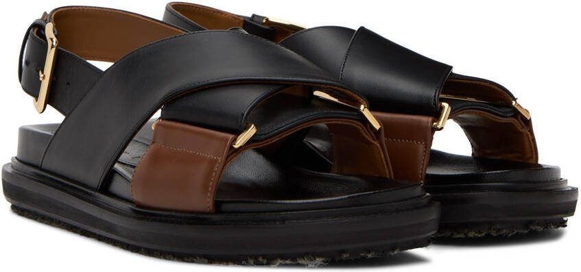 Marni Black  Brown Fussbett Sandals