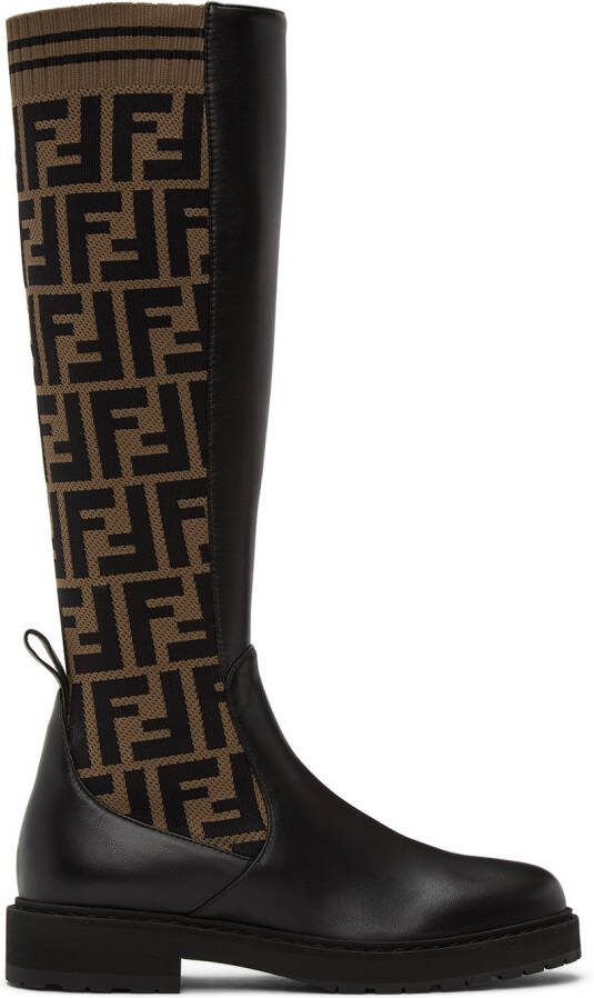 Fendi Brown  Black 'Forever ' Rockoko Tall Boots - Picture 4
