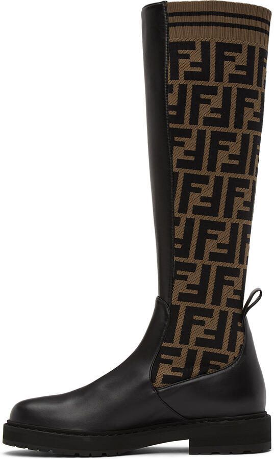 Fendi Brown  Black 'Forever ' Rockoko Tall Boots