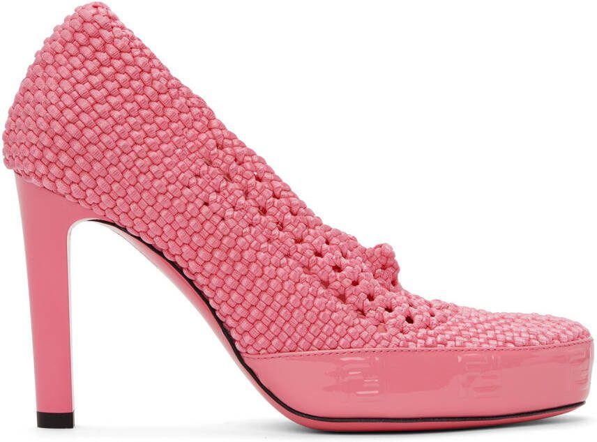 Fendi Pink Knit Stretch Heels - Picture 4