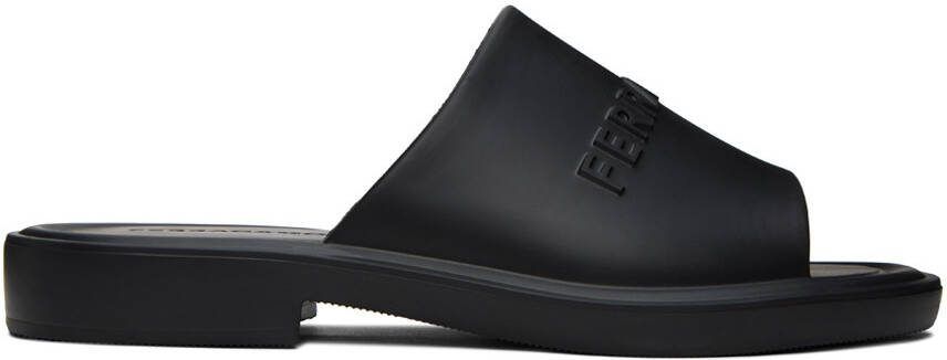 Ferragamo Black Embossed Sandals
