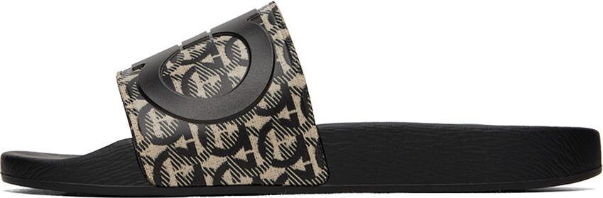 Ferragamo Beige  Black Gancini Slides - Picture 4