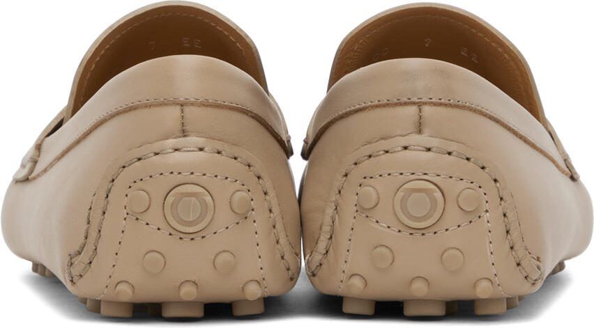 Ferragamo Beige Saddle Driver Loafers