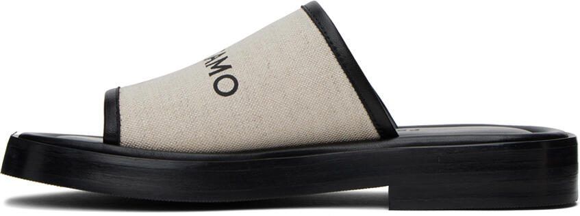 Ferragamo Black  Beige Logo Slides - Picture 3
