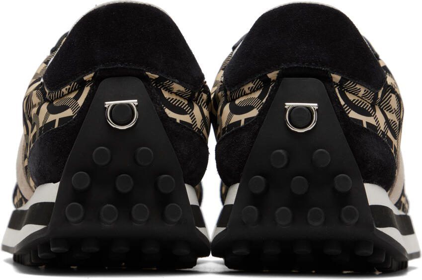 Salvatore Ferragamo Black  Beige Monogram Sneakers