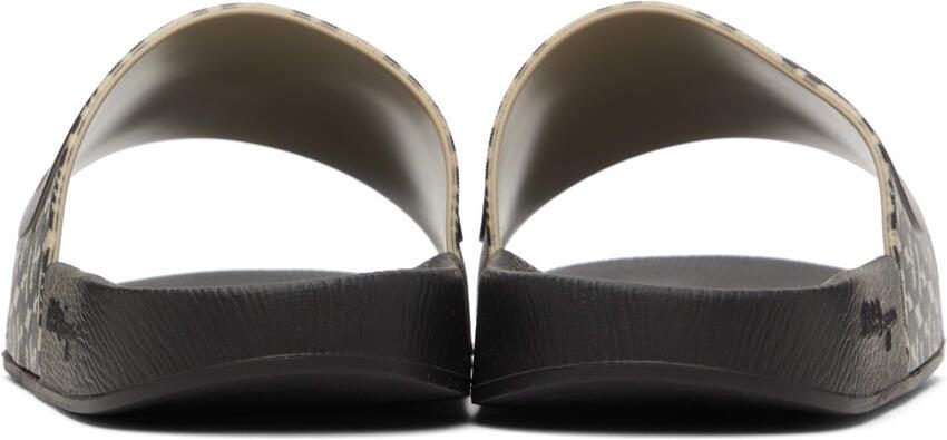 Salvatore Ferragamo Black  Beige Gancini Slides