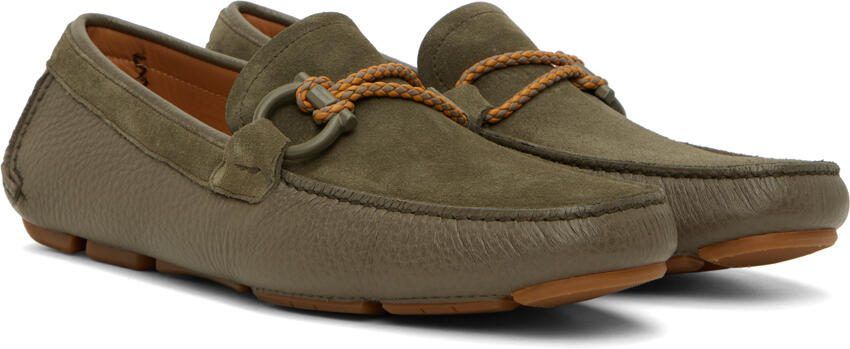 Ferragamo Khaki Driver Loafers - Picture 2
