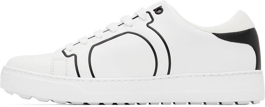 Salvatore Ferragamo White  Black Gancini Sneakers - Picture 3
