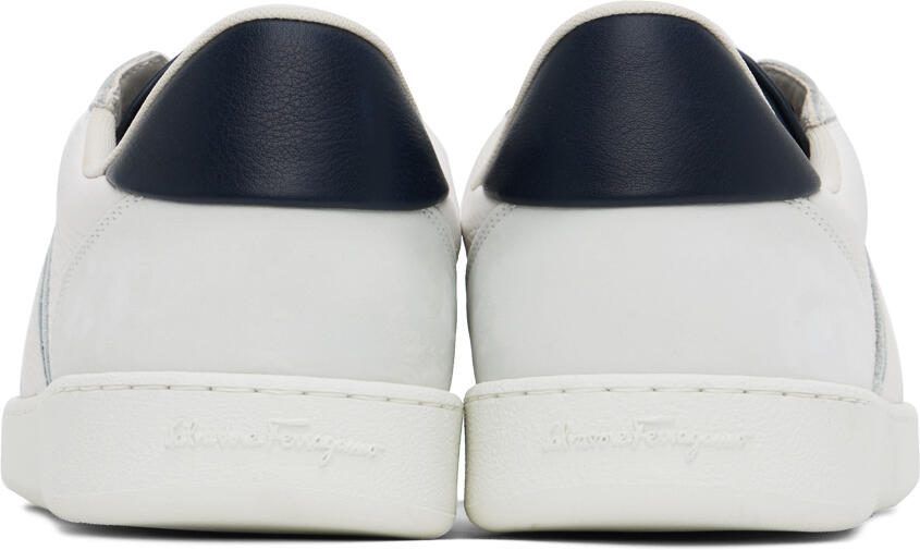 Ferragamo White  Blue Signature Low Sneakers
