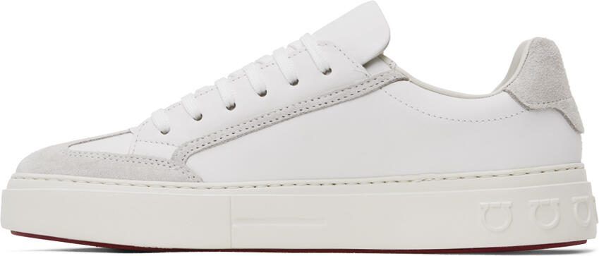 Salvatore Ferragamo White Gancini Low-Top Sneakers - Picture 3