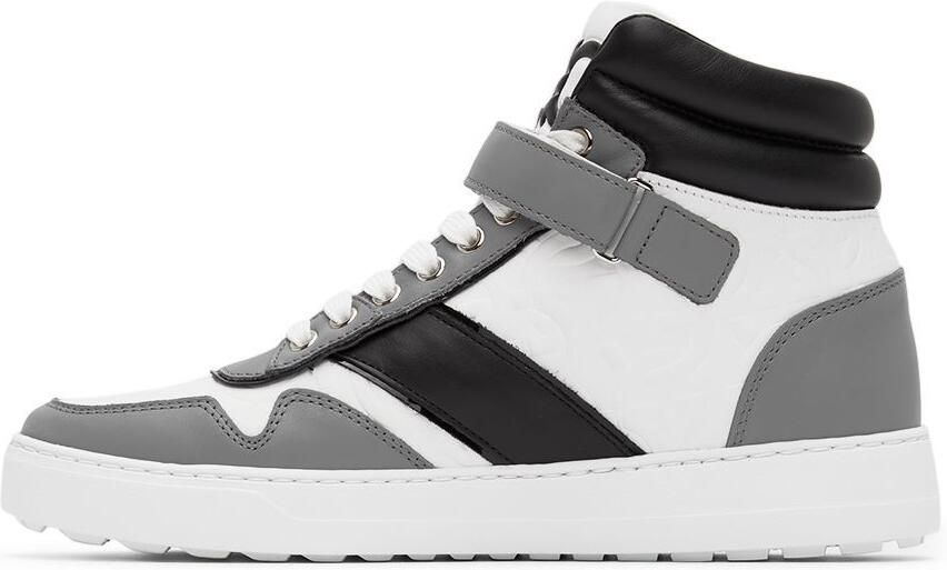 Salvatore Ferragamo White High-Top Noe Sneakers - Picture 3
