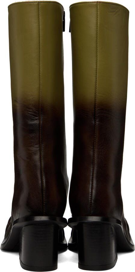 FIDAN NOVRUZOVA Green  Brown Gathered Boots - Picture 3