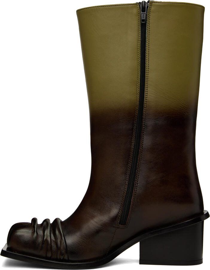 FIDAN NOVRUZOVA Green  Brown Gathered Boots - Picture 2