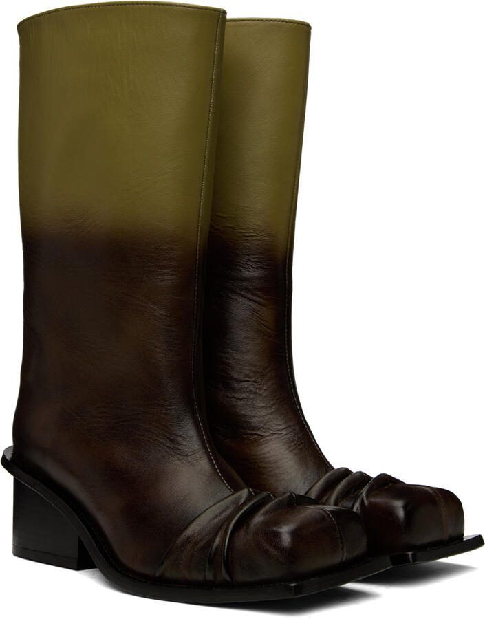 FIDAN NOVRUZOVA Green  Brown Gathered Boots