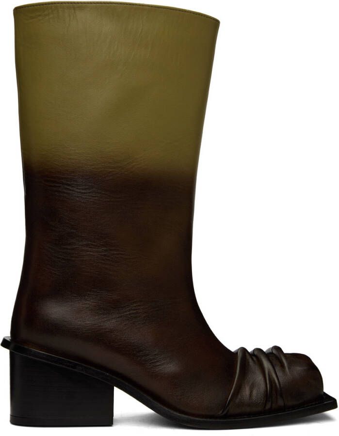 FIDAN NOVRUZOVA Green  Brown Gathered Boots - Picture 5