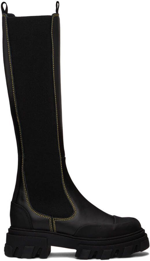GANNI Black Cleated High Chelsea Boots - Picture 11