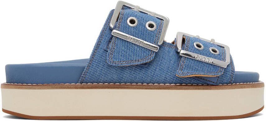 GANNI Blue Wide Chunky Sandals - Picture 5
