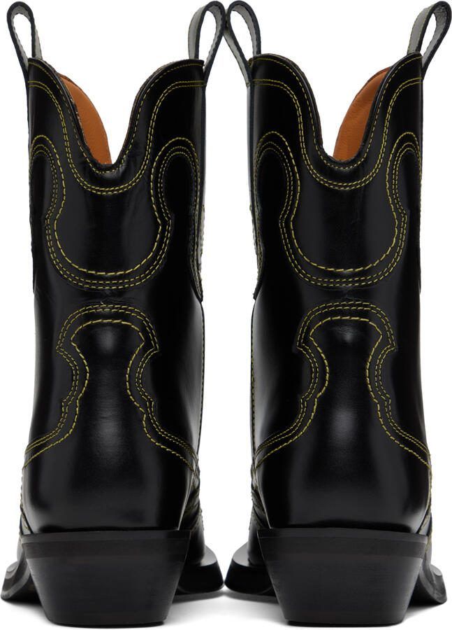 GANNI Black  Yellow Western Boots - Picture 3