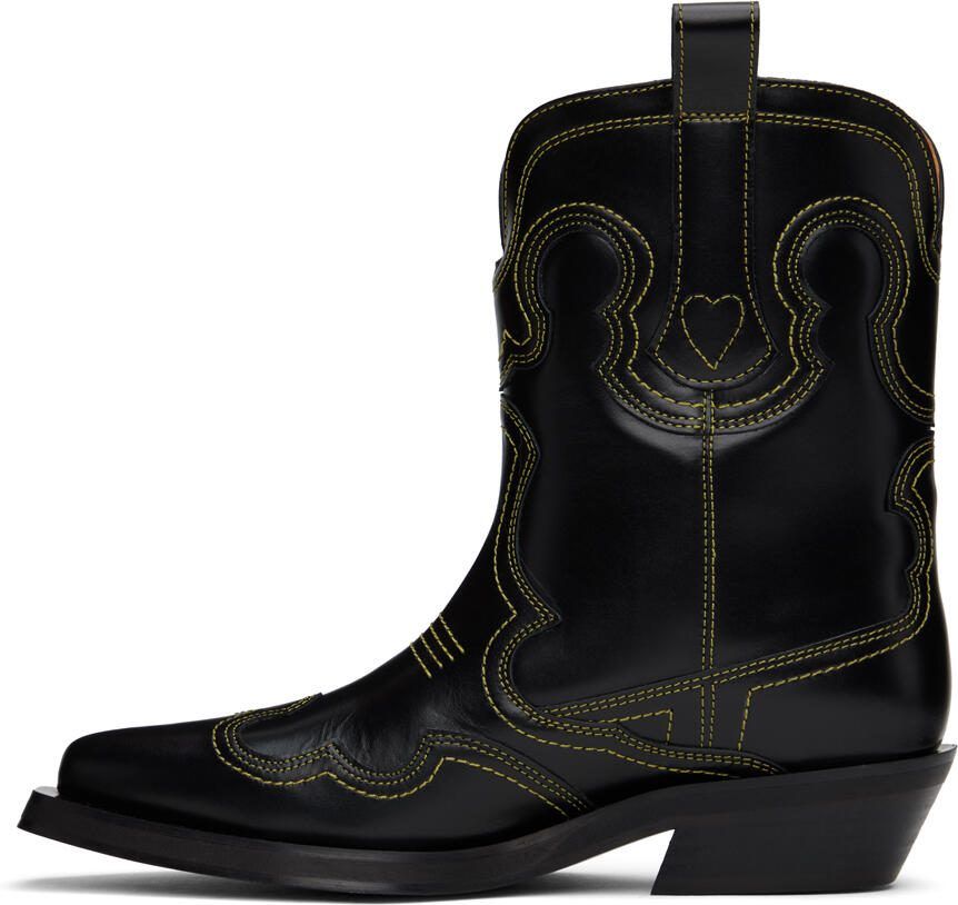 GANNI Black  Yellow Western Boots - Picture 2