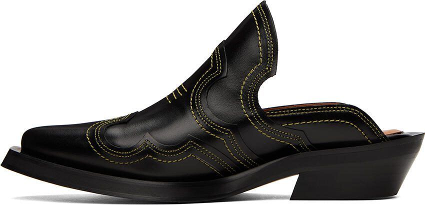 GANNI Black  Yellow Western Mules - Picture 3