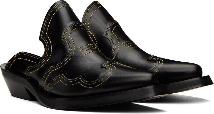 GANNI Black  Yellow Western Mules - Picture 2