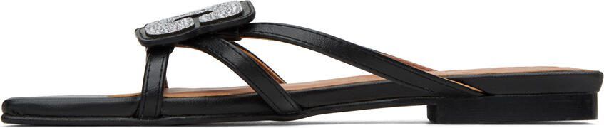 GANNI Black Butterfly Strass Sandals - Picture 3