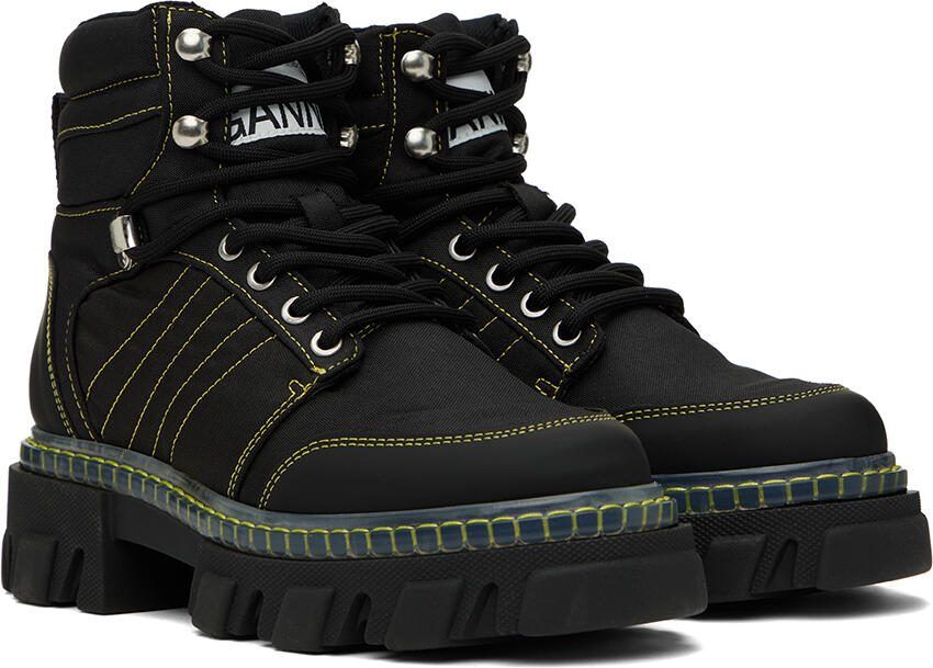 GANNI Black Cleated Hiking Boots - Picture 2