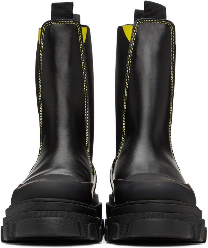 GANNI Black Cleated Mid Chelsea Boots - Picture 2