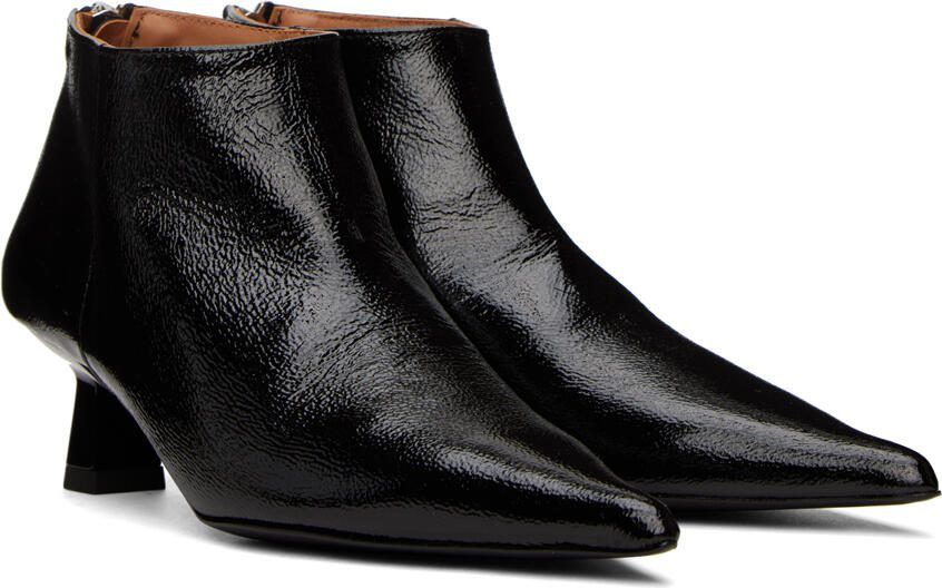 GANNI Black Soft Pointy Crop Boots - Picture 2