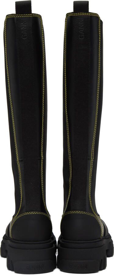GANNI Black Cleated High Chelsea Boots - Picture 7