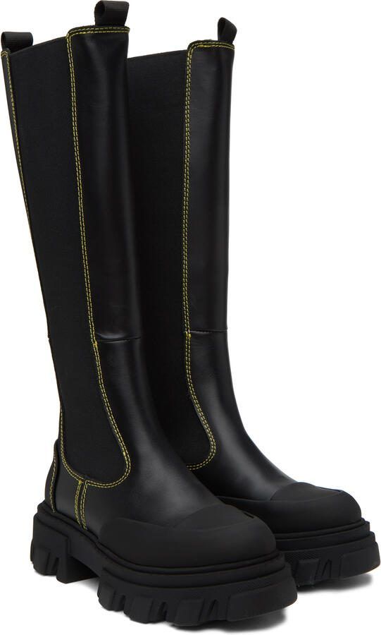 GANNI Black Cleated High Chelsea Boots - Picture 3