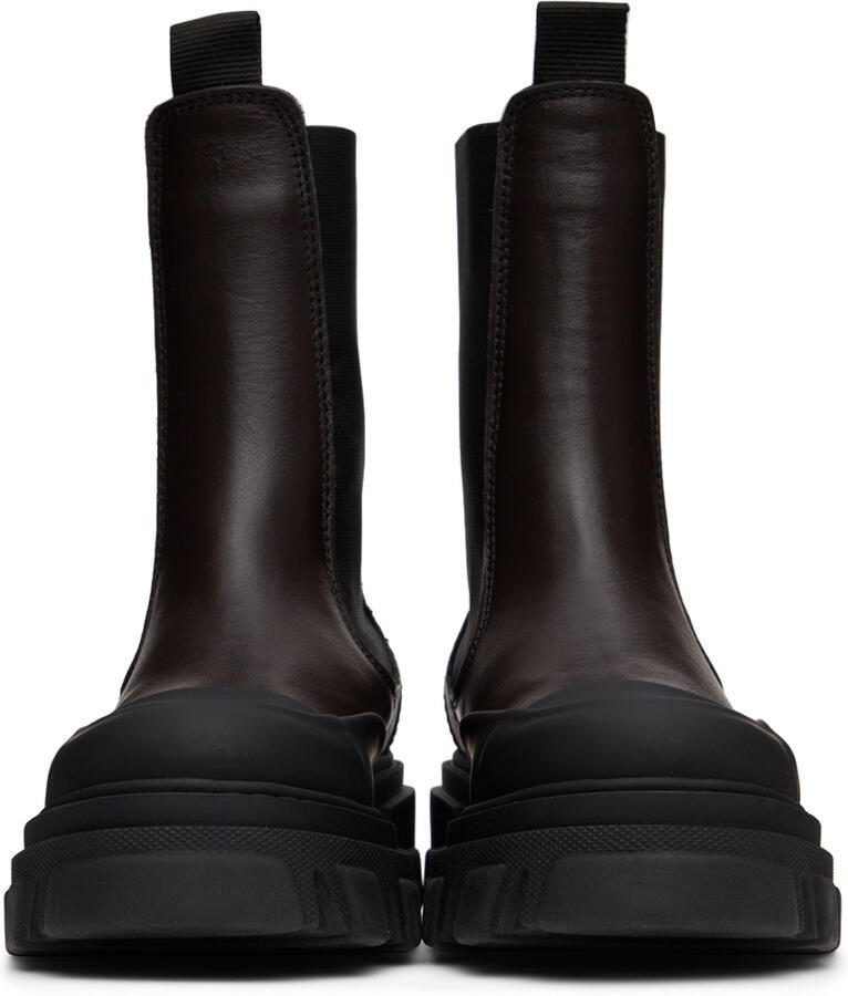 GANNI Brown Calfskin Chunky Chelsea Boots - Picture 2