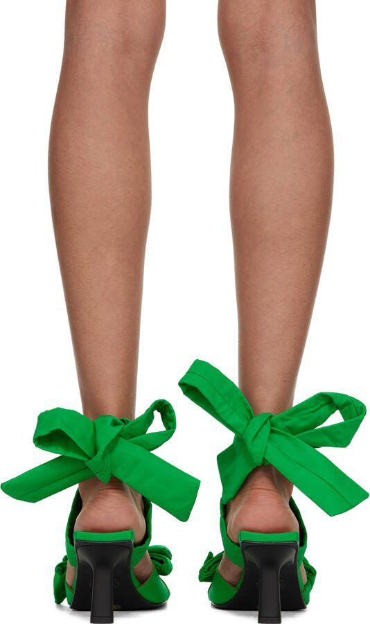 GANNI Green Soft Bow Heeled Sandals - Picture 2