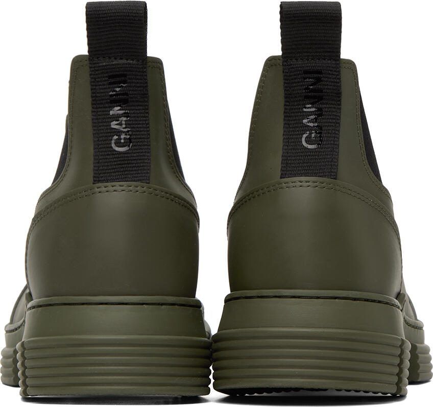 GANNI Khaki City Chelsea Boots