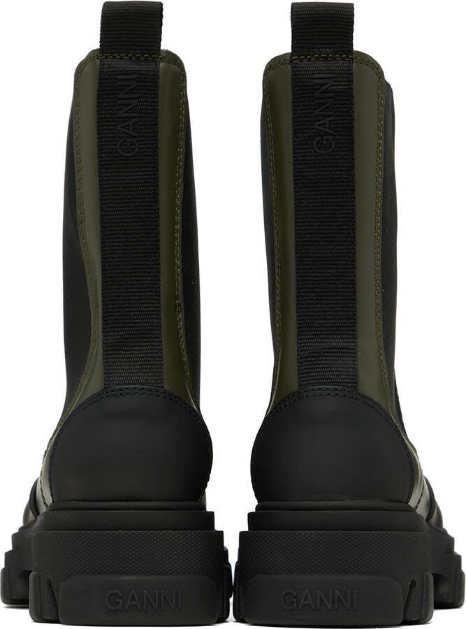 GANNI Khaki Cleated Mid Chelsea Boots - Picture 3