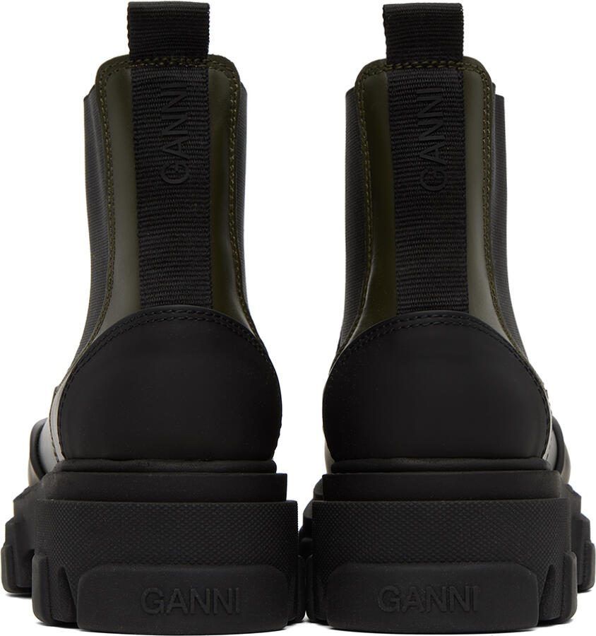 GANNI Khaki Low Chelsea Boots