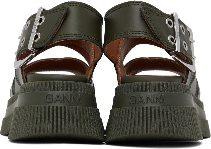 GANNI Khaki Platform Sandals