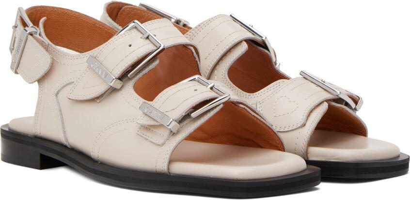 GANNI Off-White Embroidered Western Sandals - Picture 2