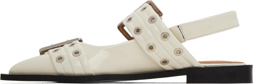 GANNI Off-White Wide Welt Buckle Loafers - Picture 3