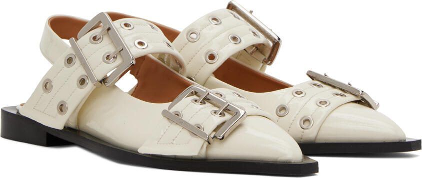 GANNI Off-White Wide Welt Buckle Loafers - Picture 2