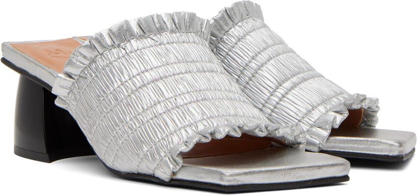 GANNI Silver Smock Mules - Picture 2