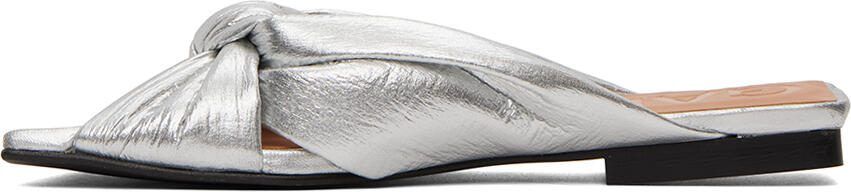 GANNI Silver Soft Knot Mules - Picture 4