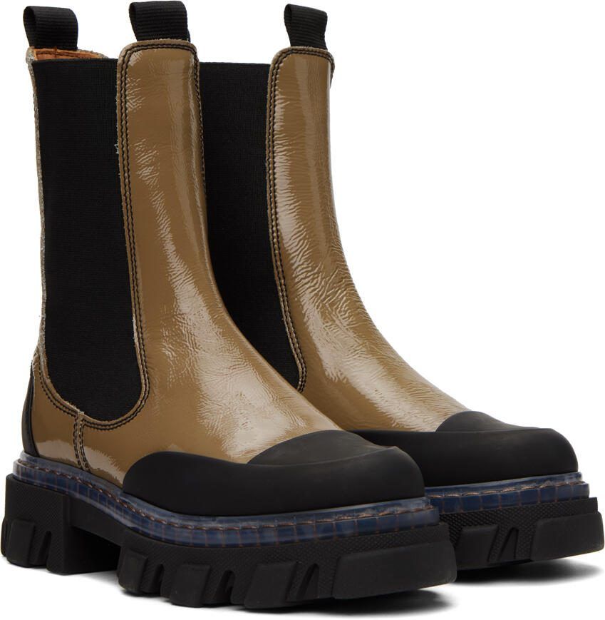 GANNI Taupe Cleated Chelsea Boots
