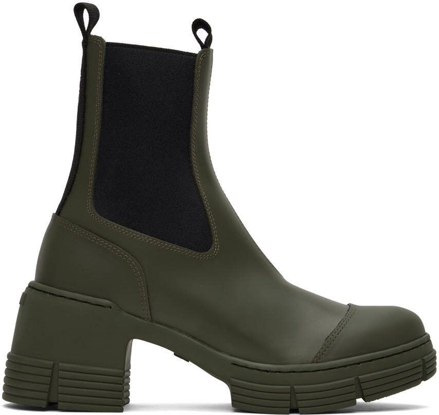 GANNI Khaki City Boots - Picture 5