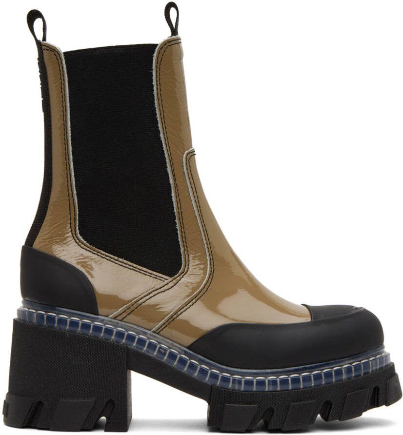GANNI Khaki Cleated Boots - Picture 3